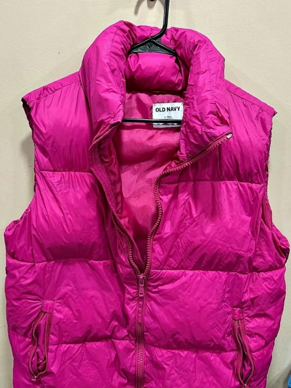 Old Navy Water-Resistant Puffer Vest Pink Large Tall